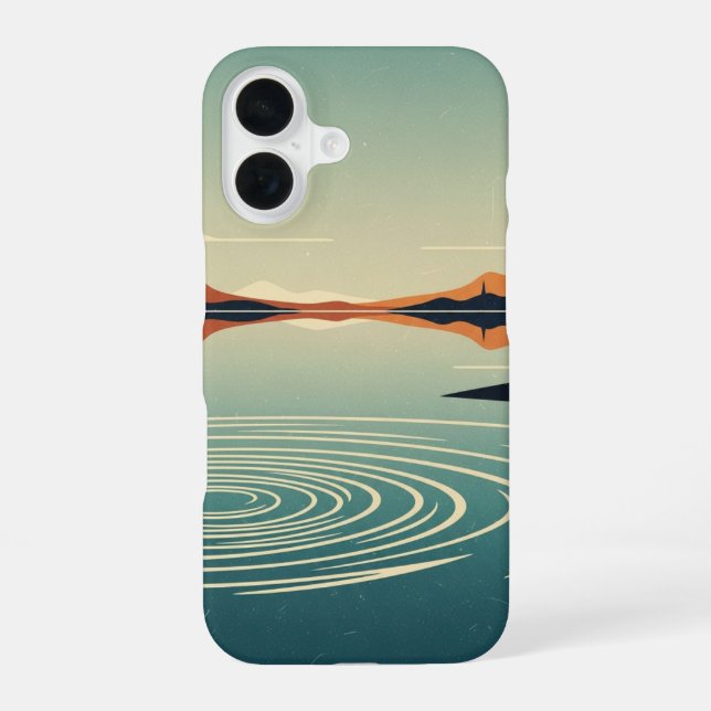 Retro 70s Lake Reflection Art iPhone Case (Back)