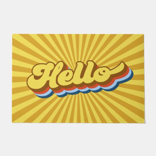 Retro 70s Lettering Hello Doormat