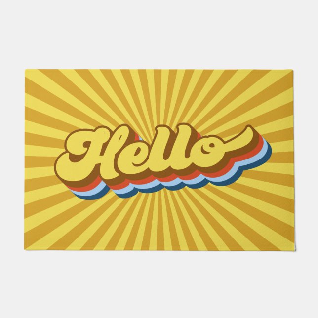 Retro 70s Lettering Hello Doormat (Front)