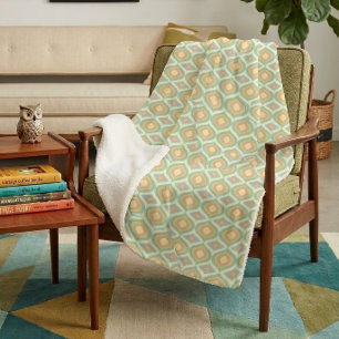 Retro 70s Mid Century Ogee Danish Pastel Sherpa Blanket