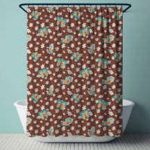 RETRO 70s Mod Daisy Floral Hippy Butterfly Brown