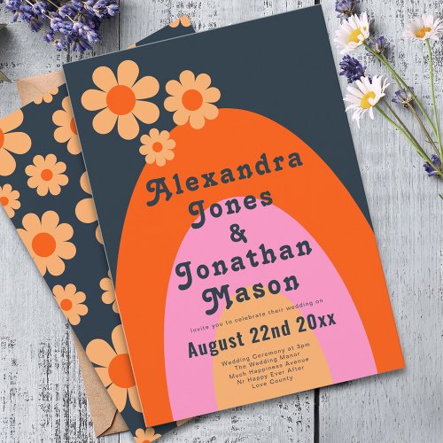 Retro 70s Modern Wedding Invitation