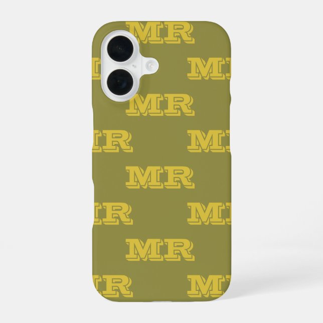  Retro 70s Monogram Initials Pattern Green Yellow Iphone Case (Back)