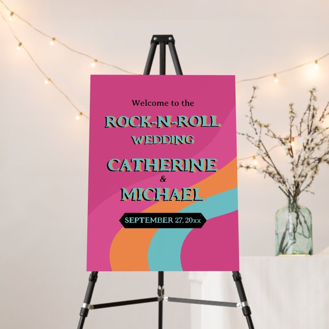 Retro 70s Music Cassette Tape Groovy Fuchsia Fun Foam Board (In Situ (Stand))