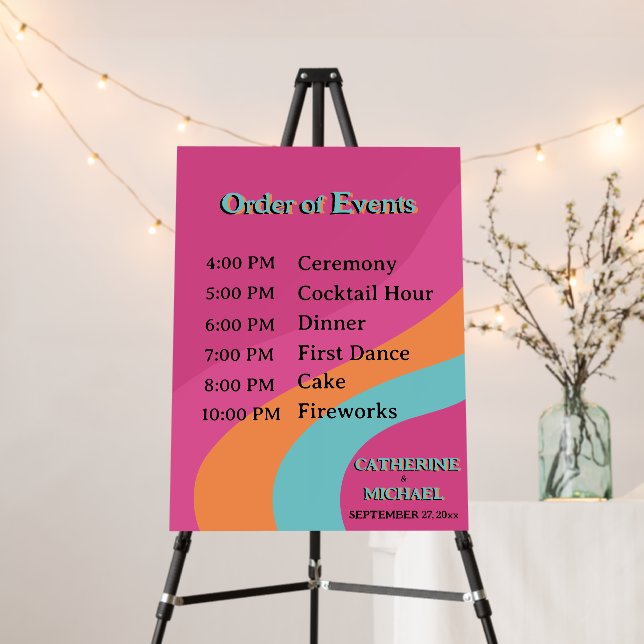 Retro 70s Music Cassette Tape Groovy Fuchsia Fun Foam Board (In Situ (Stand))