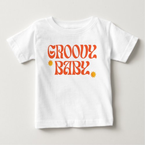 Retro 70s Mustard Orange Hippie Groovy Baby Baby T_Shirt