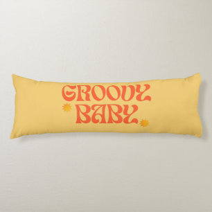 Retro 70s Mustard Orange Hippie Groovy Baby Body Pillow