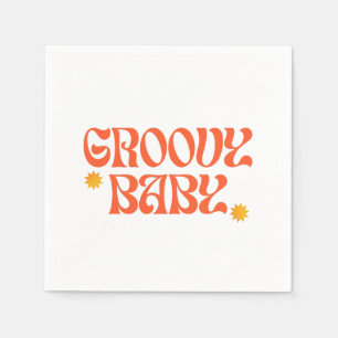 Retro 70s Mustard Orange Hippie Groovy Baby Napkins