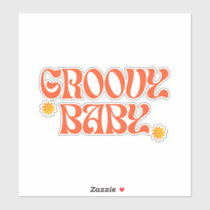 Retro 70s Mustard Orange Hippie Groovy Baby Sticker