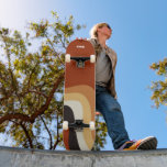 Retro 70s Orange Abstract Groovy Hippie Monogram Skateboard<br><div class="desc">This groovy retro monogram skateboard features wavy lines in tan,  brown,  and orange,  reminiscent of the 70s and hippie lifestyle. A bold vintage gift with funky white script next to the abstract curvy lines. Groove along with this fun earth tone design.</div>