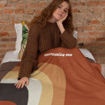 Retro 70s Orange Groovy Hippie Personalized Fleece Blanket at Zazzle