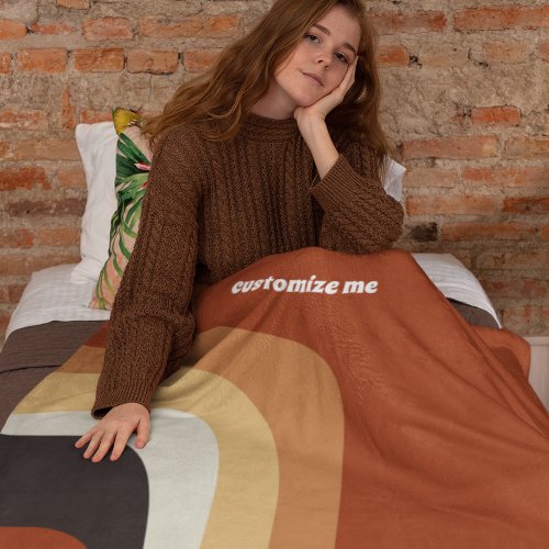 Retro 70s Orange Groovy Hippie Personalized Fleece Blanket