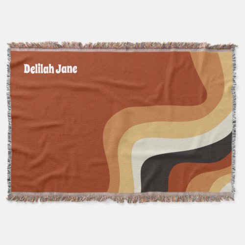 Retro 70s Orange Groovy Hippie Personalized Throw Blanket