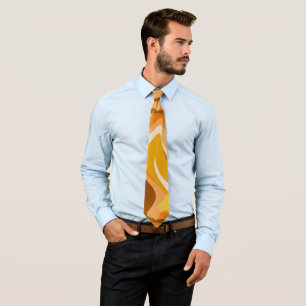 Retro 70s Orange Mustard Wave Abstract Pattern Neck Tie