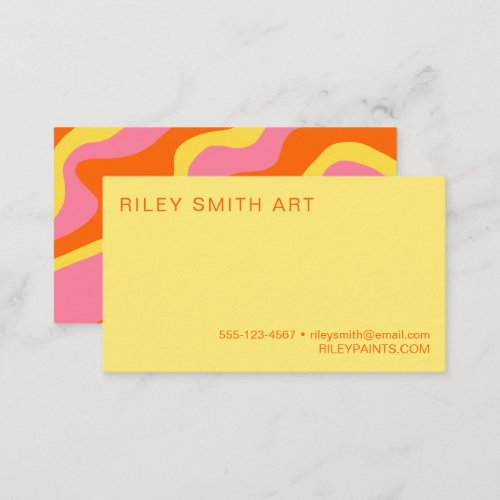 Retro 70s Orange Yellow Pink Colorful Abstract  Business Card