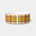 Retro 70s Orange Yellow Plaid Bowl<br><div class="desc">This funky, original 70s-inspired pet bowl design is made to look like groovy 1970s or late 1960s vintage plaid in shades of orange, gold yellow, moss green and red-brown on white. The seamless checkered pattern is slightly distressed so it looks like it has been painted on. This is a cool,...</div>