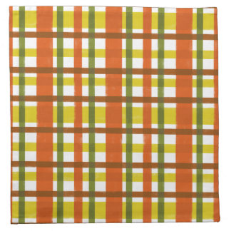 Retro 70s Orange Yellow Plaid Cloth Napkin