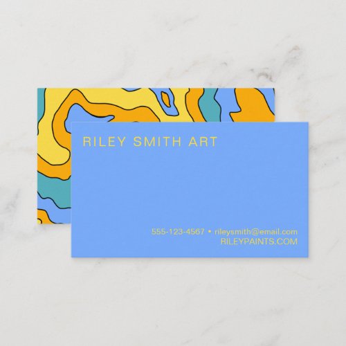 Retro 70s Orange Yellow Purple Colorful Abstract Business Card