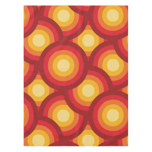 Retro 70s Orange Yellow Red Circles Pattern Tablecloth