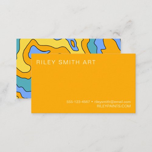Retro 70s Orange Yellow Unique Colorful Abstract  Business Card