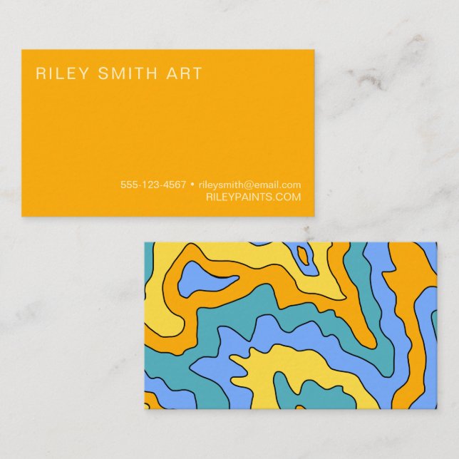 Retro 70s Orange Yellow Unique Colorful Abstract  Business Card (Front/Back)