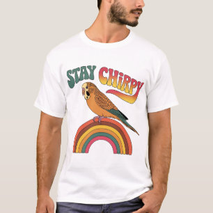Retro 70s Parakeet Design   Stay Chirpy Vintage Bi T-Shirt