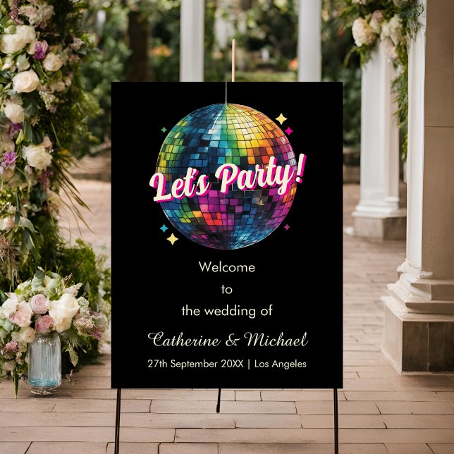 Retro 70's Party Disco Ball Sparkle Glam Wedding  Foam Board (Creator Uploaded)