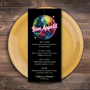 Retro 70's Party Disco Ball Sparkle Glam Wedding  Menu