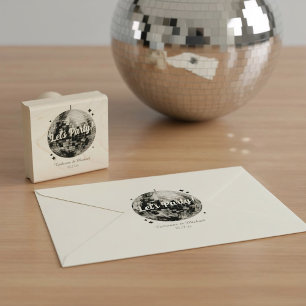 Retro 70's Party Disco Ball Sparkle Glam Wedding Rubber Stamp