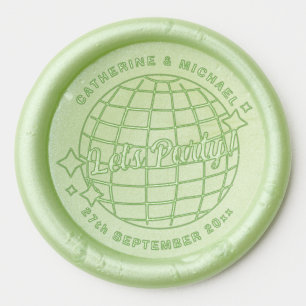 Retro 70's Party Disco Ball Sparkle Glam Wedding Wax Seal Sticker