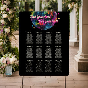 Retro 70's Party Disco Ball Sparkle Seating Chart Foam Board