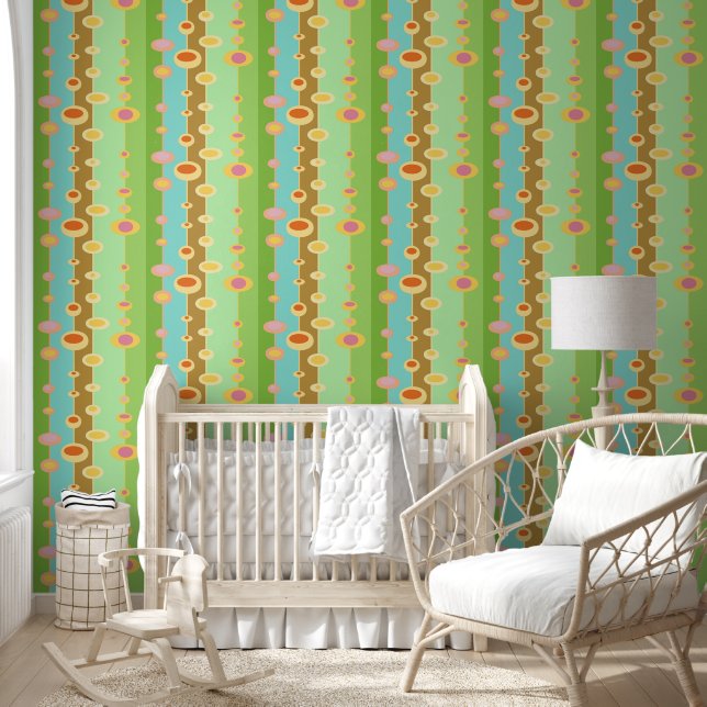 Retro 70s pastel brights sun grass and sky  wallpaper  (Kids)