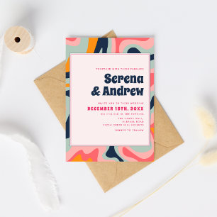 Retro 70s Pastel Pink Groovy Abstract Invitation