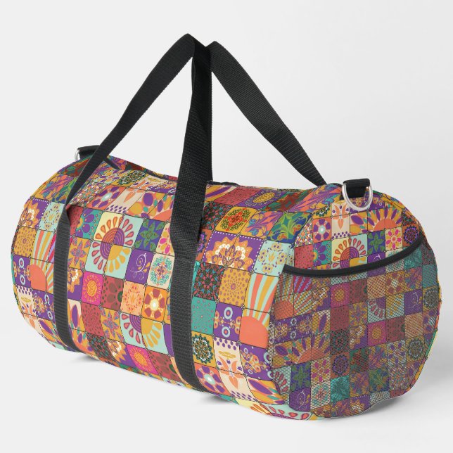 Retro 70s Patchwork Duffle Bag (Right Corner)