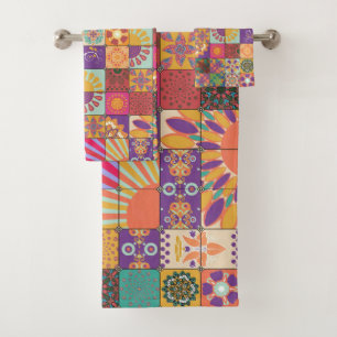 Retro 70s Patchwork Towel Set