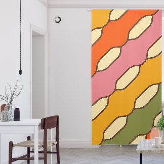 Retro 70s Pattern Orange Brown Yellow Blackout Curtains