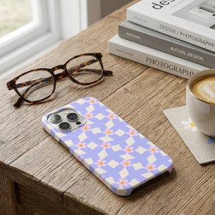 Retro 70s Periwinkle Purple Geometric Floral  iPhone 16 Pro Max Case