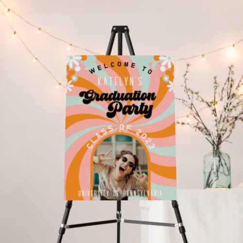 Retro 70s Photo Graduation Party Welcome Sign