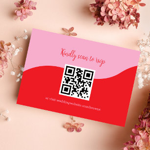 Retro 70s Pink and Red Neon Wedding RSVP Card