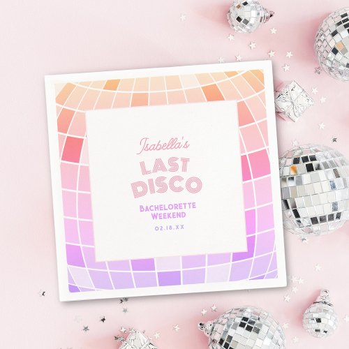 Retro 70s Pink Disco Ball Bachelorette Weekend Napkins