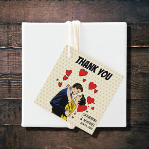 Retro 70's Pop Art Comic Book Fun Romantic Wedding Favor Tags