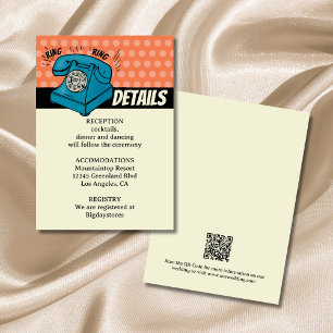 Retro 70's Pop Art Comic Book Wedding QR Code Enclosure Card