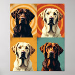 Retro 70s Pop Art Labrador Retriever Grid Poster