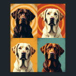 Retro 70s Pop Art Labrador Retriever Grid Poster<br><div class="desc">This piece is a celebration of retro style and a tribute to a beloved companion, the Labrador Retriever. What makes it special is its ability to transport the viewer back in time to the vibrant and expressive design era of the 1970s. The artwork masterfully combines the iconic repetition of Warhol's...</div>