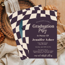 Retro 70s Purple Checkered Arch Photo Graduation