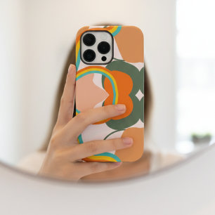 Retro 70s Rainbow Abstract on Pink Chic Aesthetic Case-Mate iPhone 14 Pro Max Case