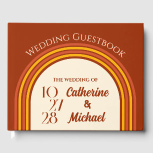 Retro 70s Rainbow Groovy Arch Photo Wedding Guest Book