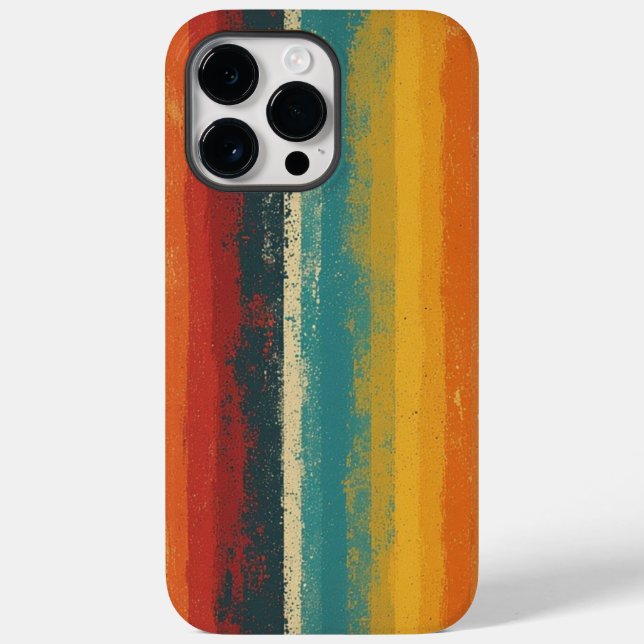 Retro 70s Rainbow Stripe Vintage iPhone Case (Back)