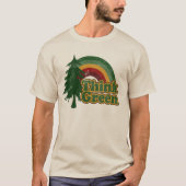 Retro 70s Rainbow, Think Green T-Shirt (Front)