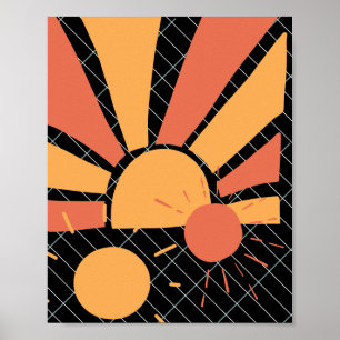 Retro 70s Red and orange Summer sunset Poster